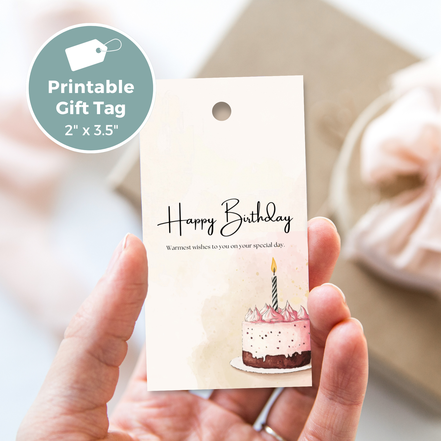 Printable Birthday Gift Tag - Cake