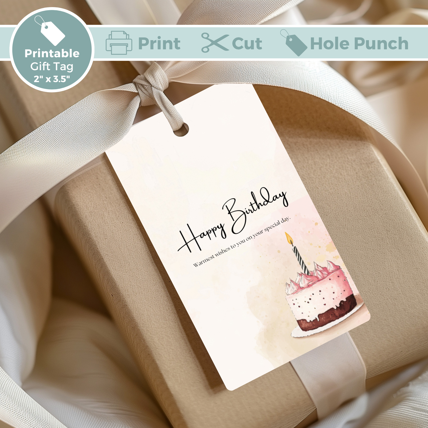 Printable Birthday Gift Tag - Cake