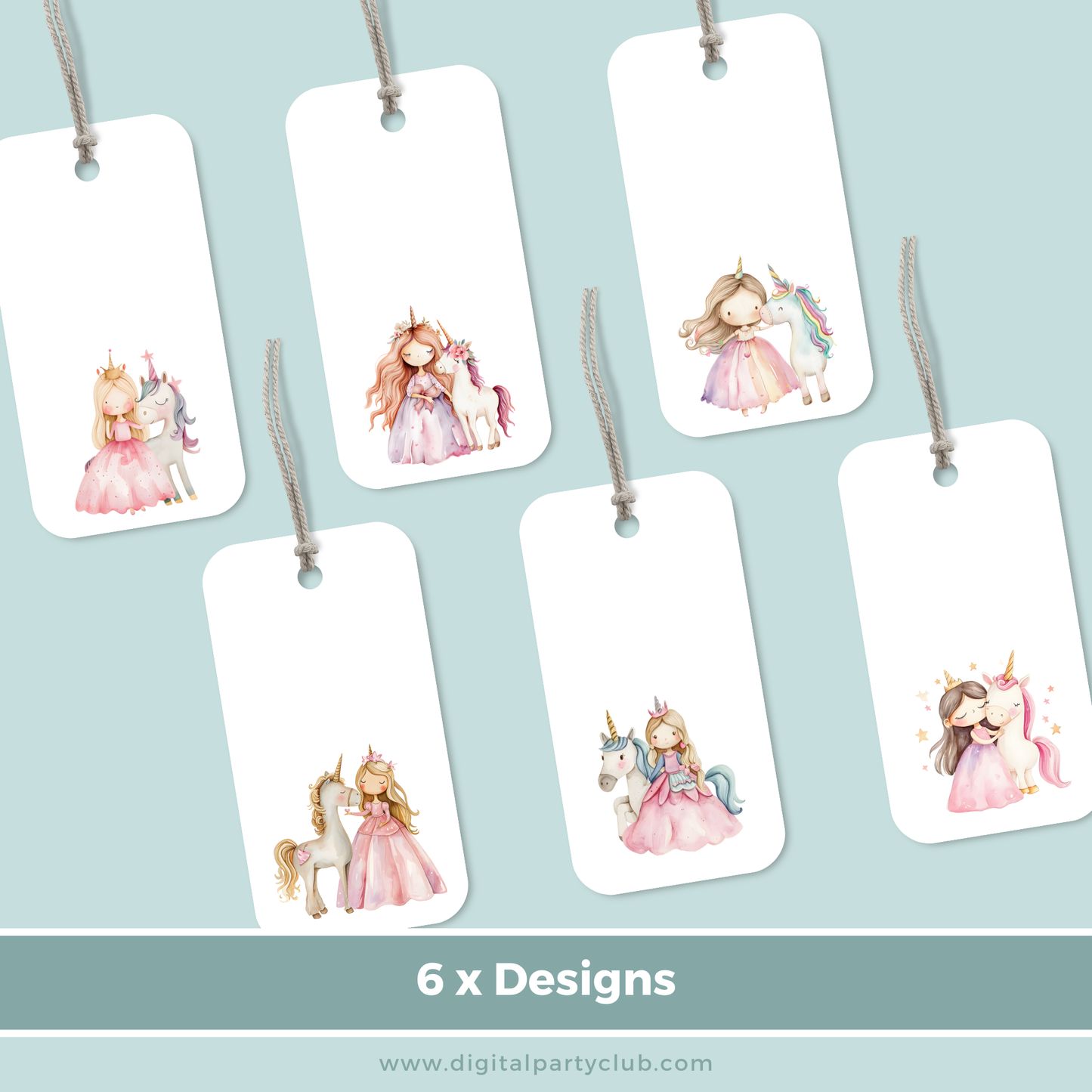 Printable Birthday Gift Tag Bundle - Princess Unicorn