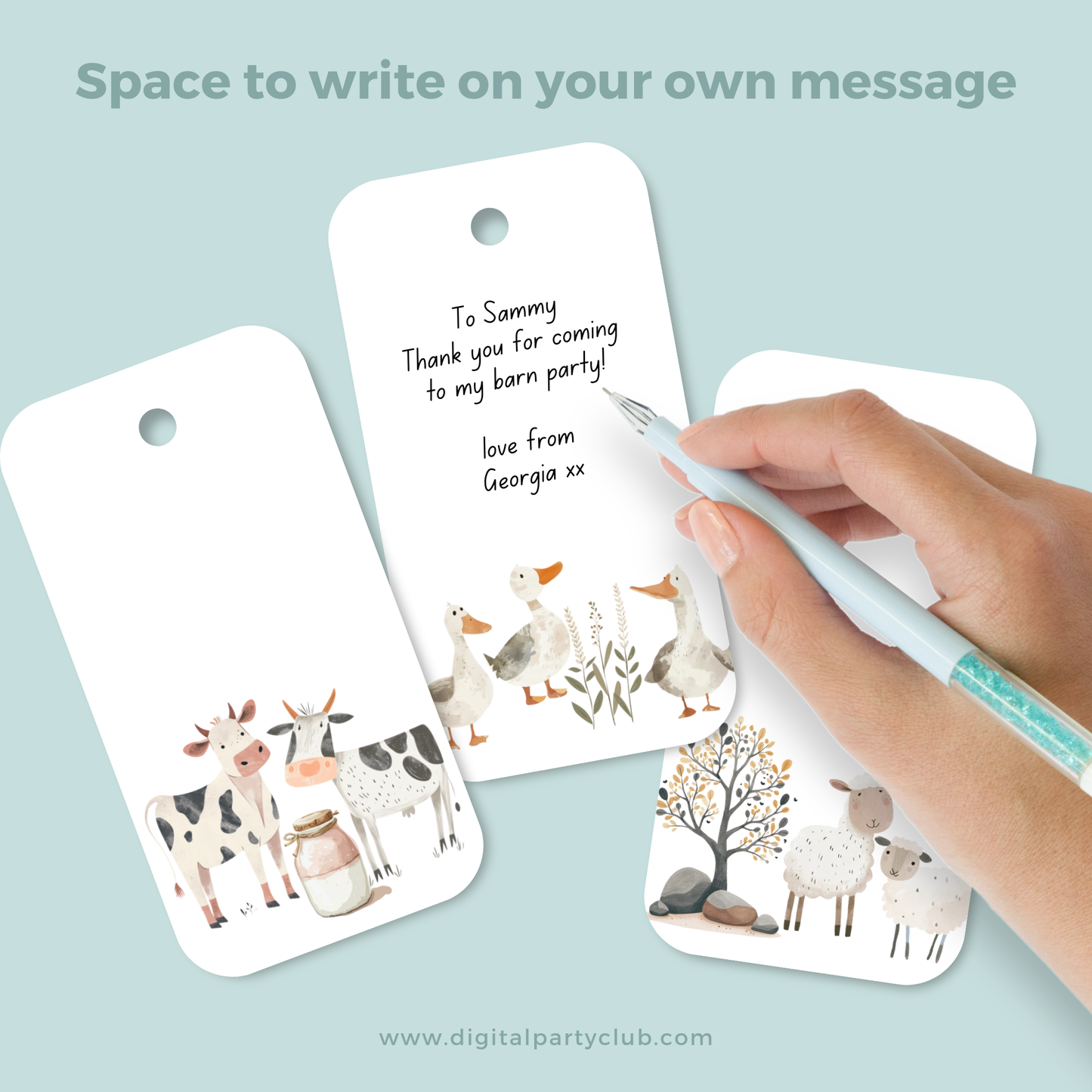 Printable Birthday Gift Tag Bundle - Watercolour Farm Animals