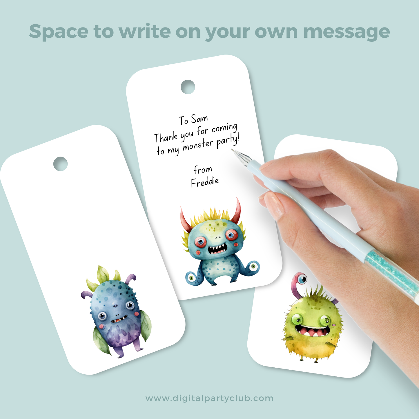 Printable Birthday Gift Tag Bundle - Monster