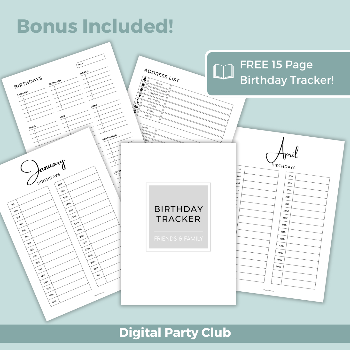 Printable Birthday Gift Tag Bundle - Monster