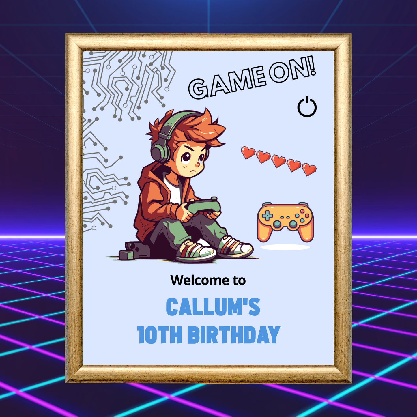 Editable Birthday Welcome Sign - Game On