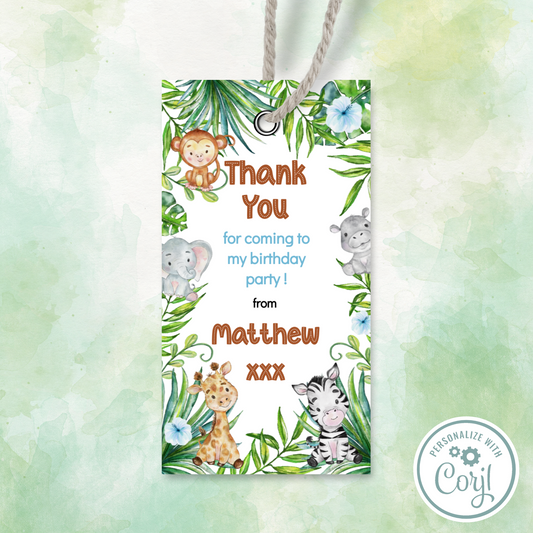 Editable Birthday Thank You Tag - Let's Go Wild