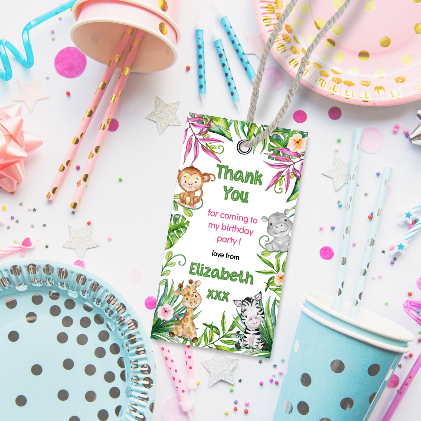 Editable Birthday Thank You Tag - Let's Go Wild