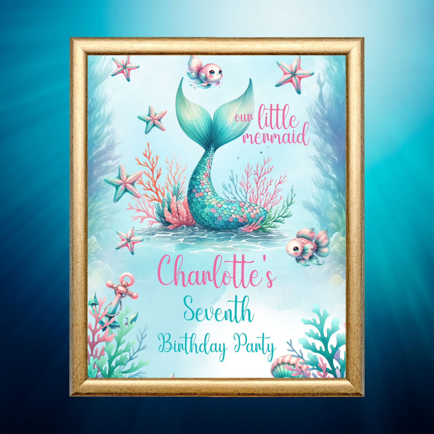 Editable Birthday Welcome Sign - Mermaid Tail
