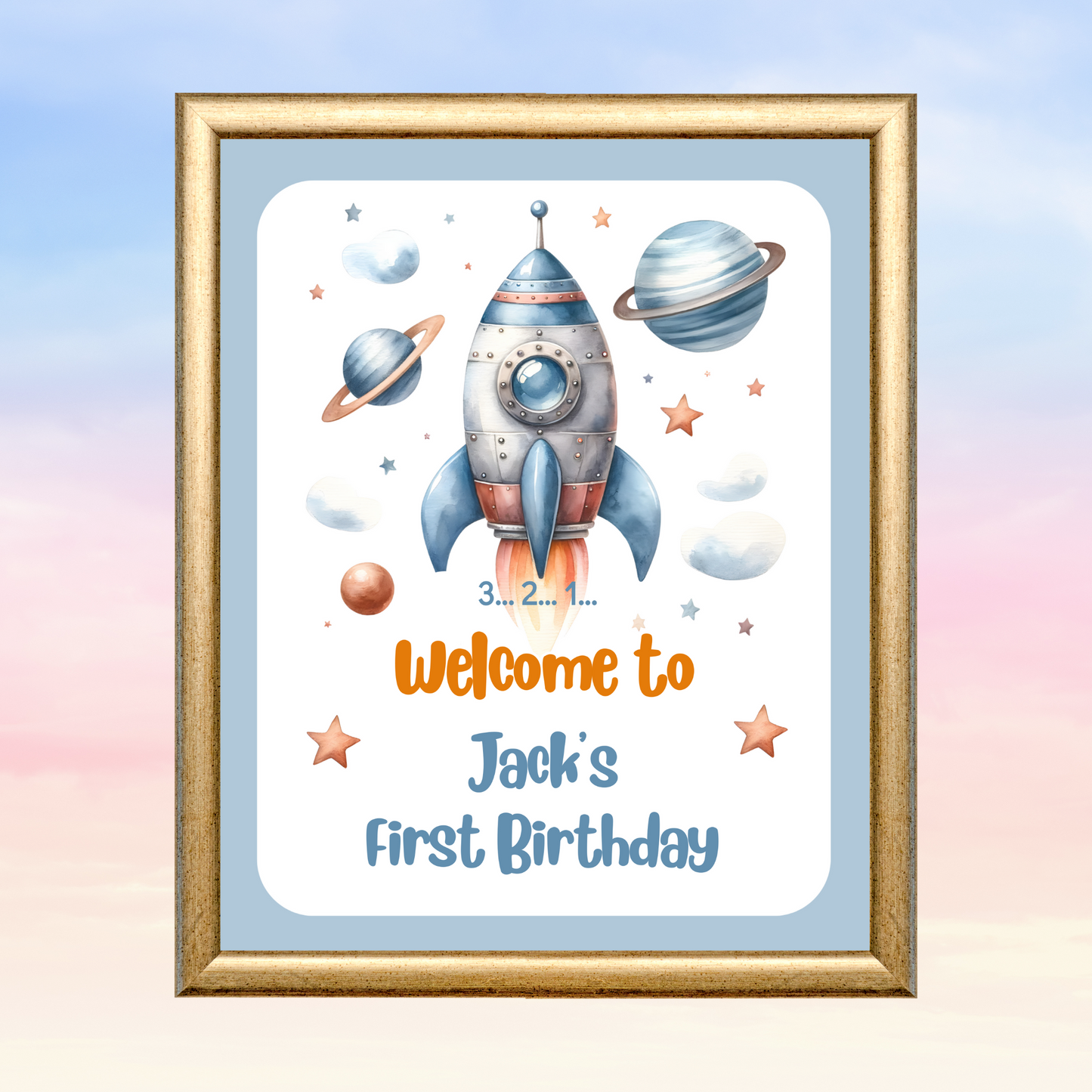 Editable Birthday Welcome Sign - Rocket Ship