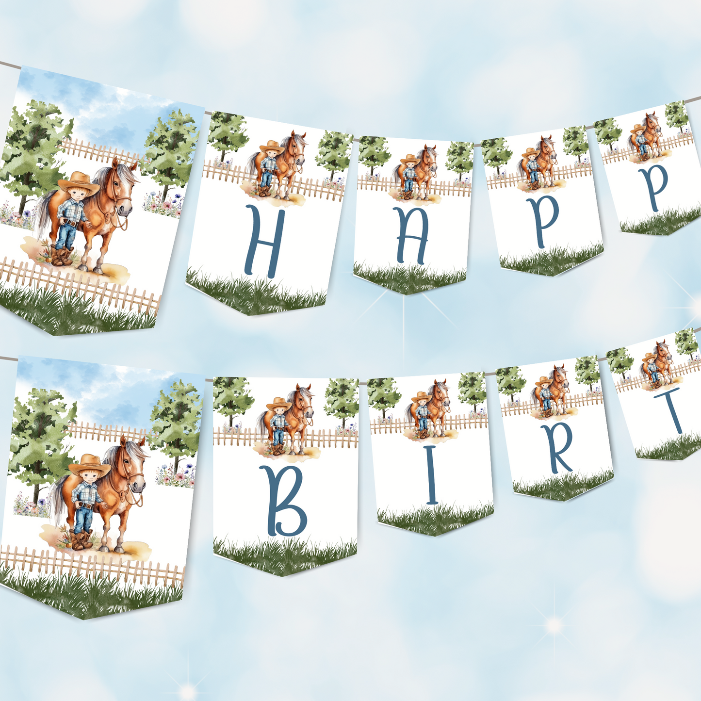 Editable Birthday Banner - Saddle Up Boy
