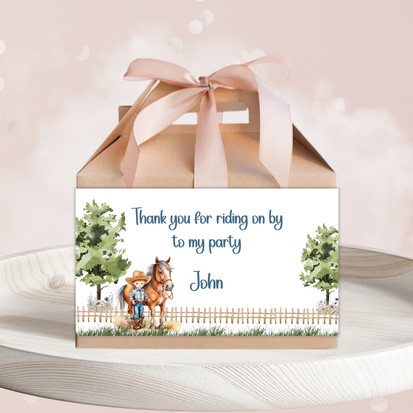 Editable Birthday Gable Box Label - Saddle Up Boy