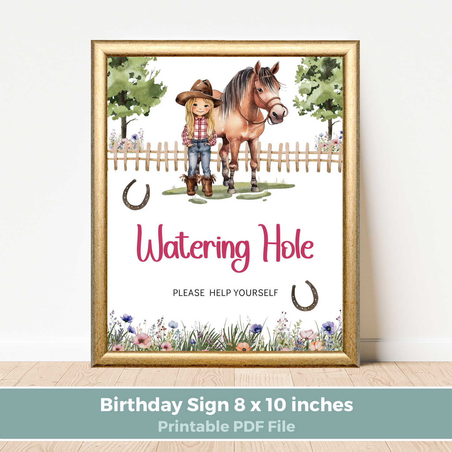 Printable Birthday Drinks Sign - Saddle Up Girl