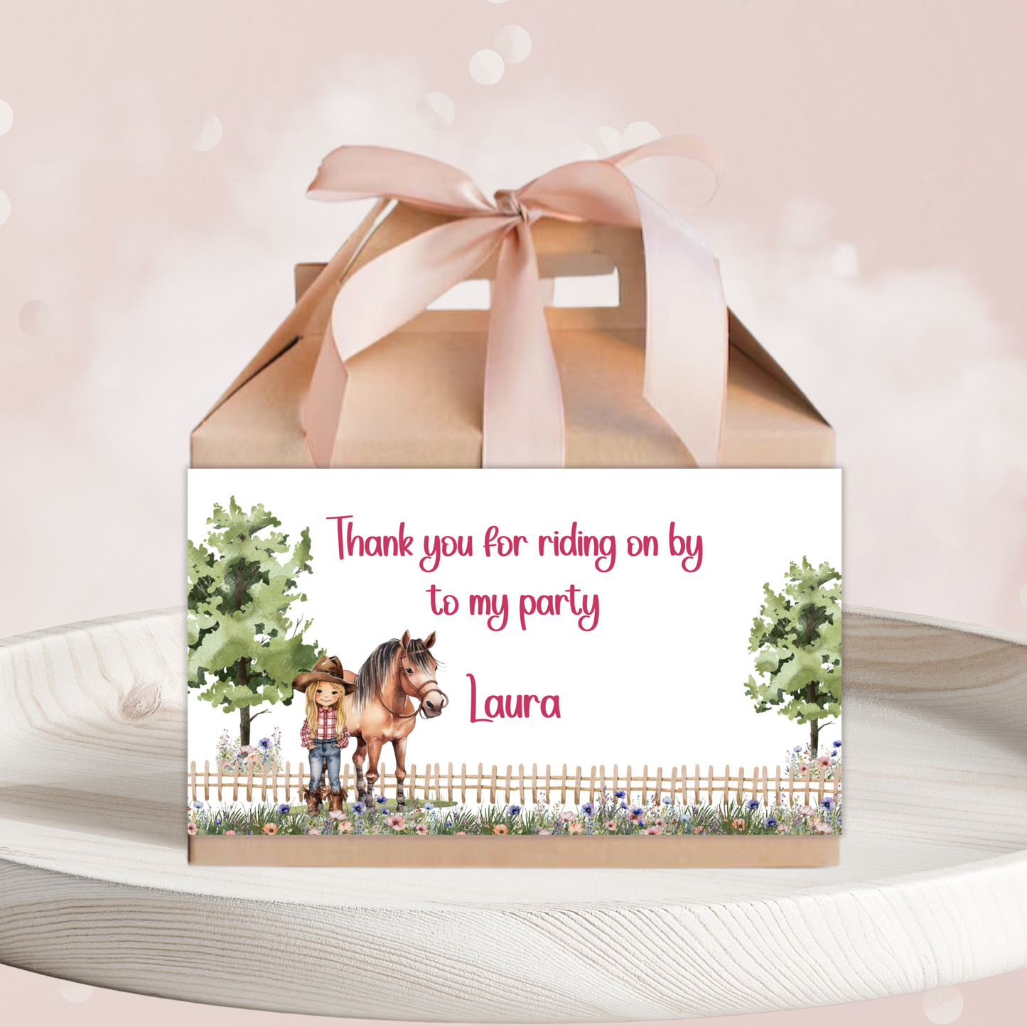Editable Birthday Gable Box Label - Saddle Up Girl