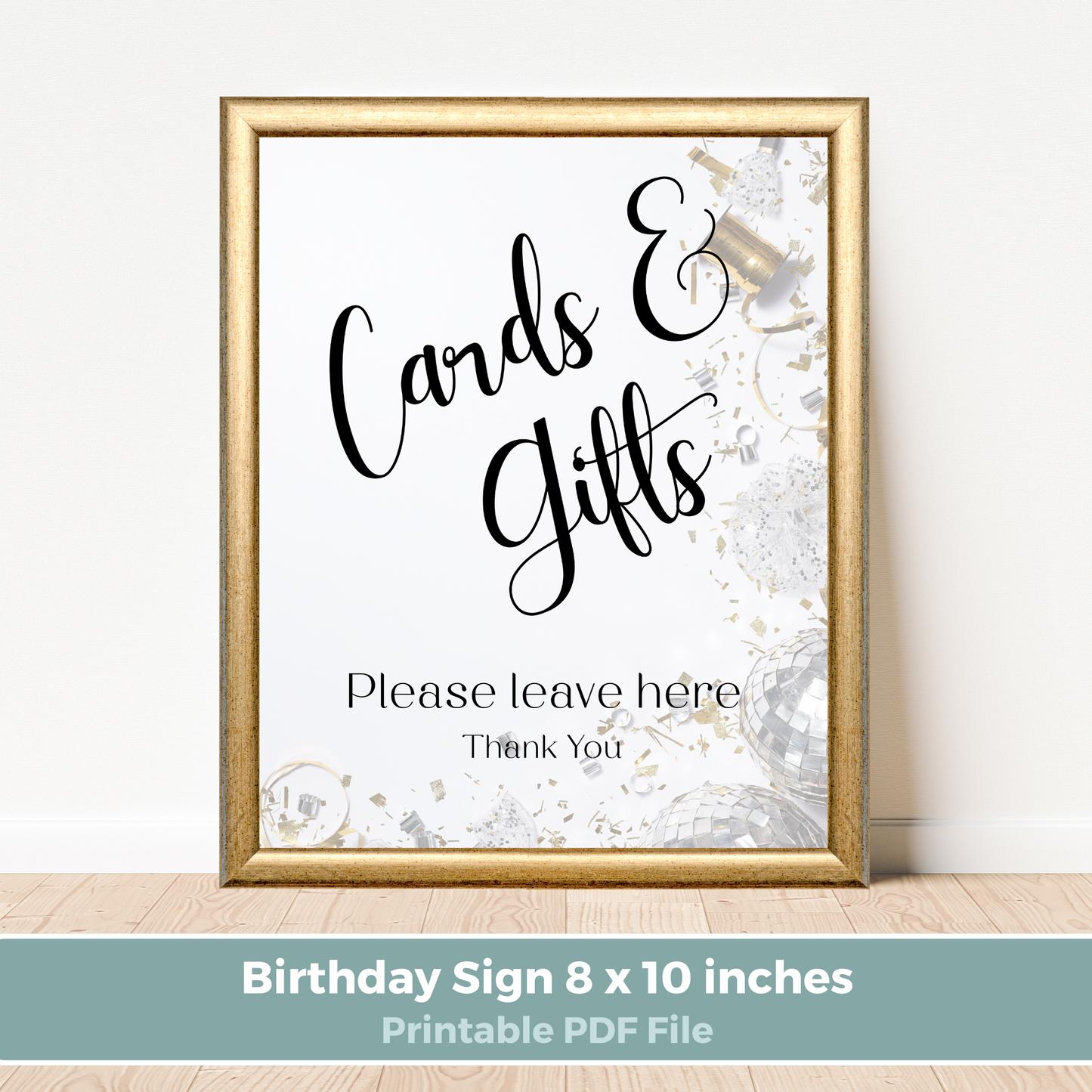 Printable Birthday Cards and Gifts Sign - Surprise Black