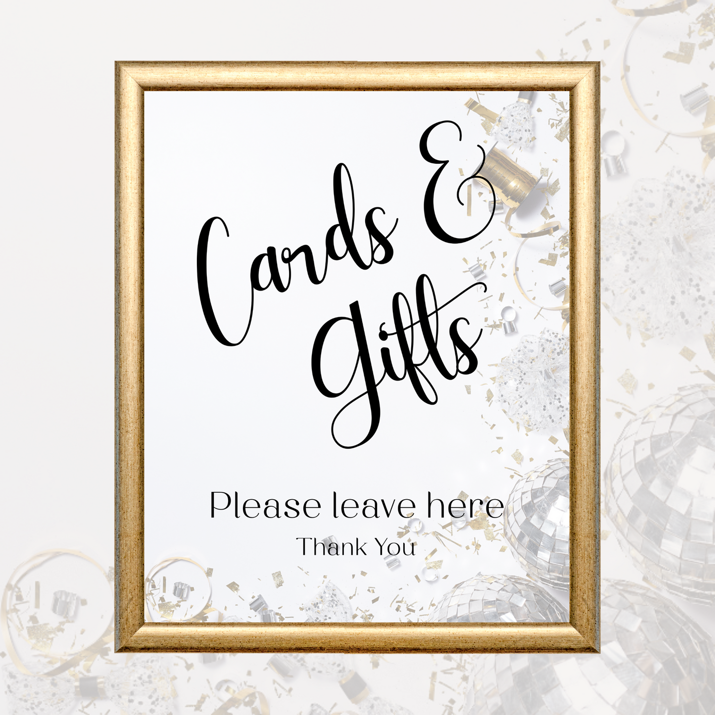 Printable Birthday Cards and Gifts Sign - Surprise Black