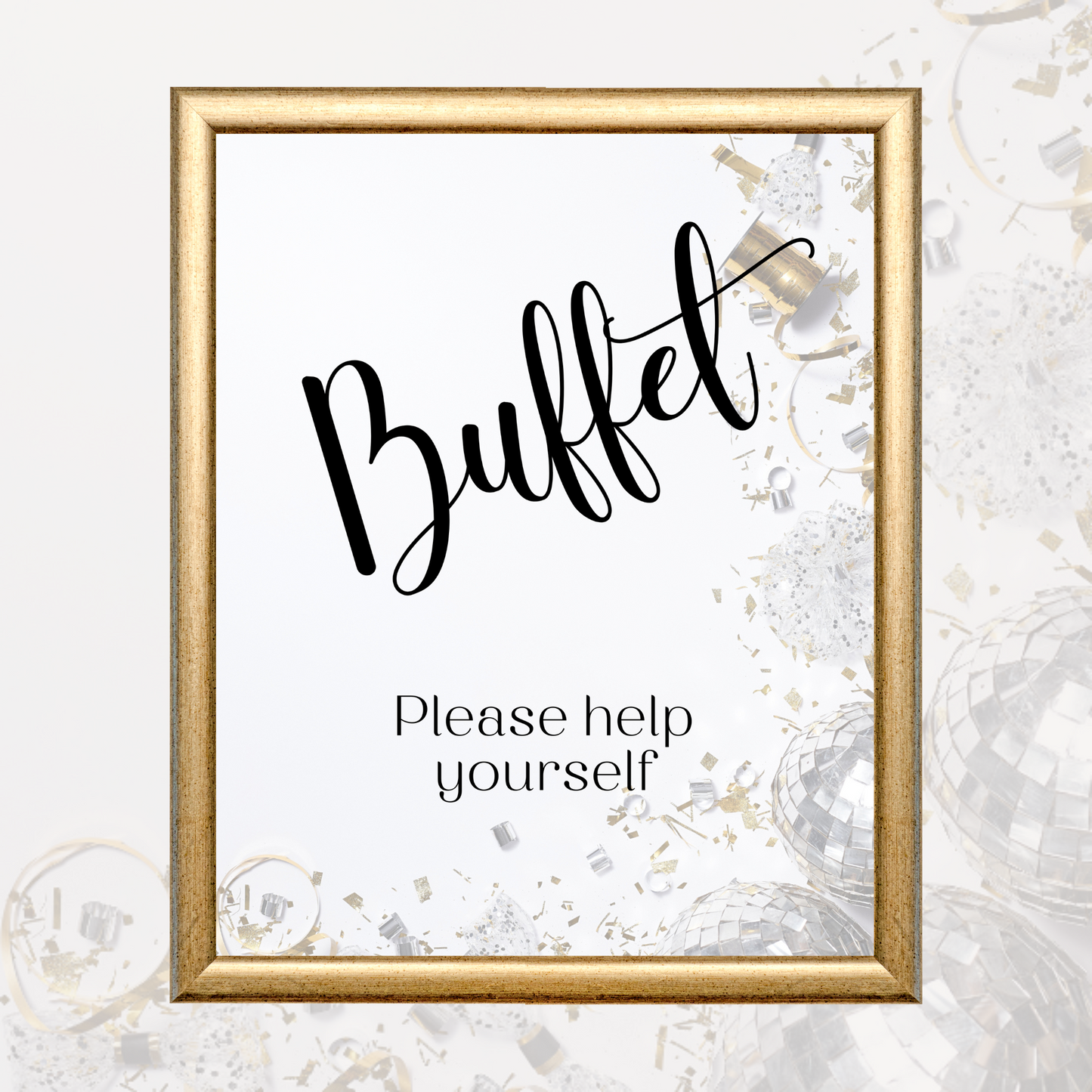 Printable Birthday Buffet Sign - Surprise Black