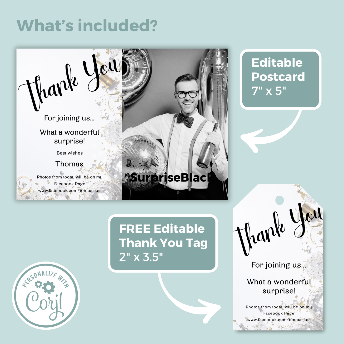 Editable Thank You Card - Surprise