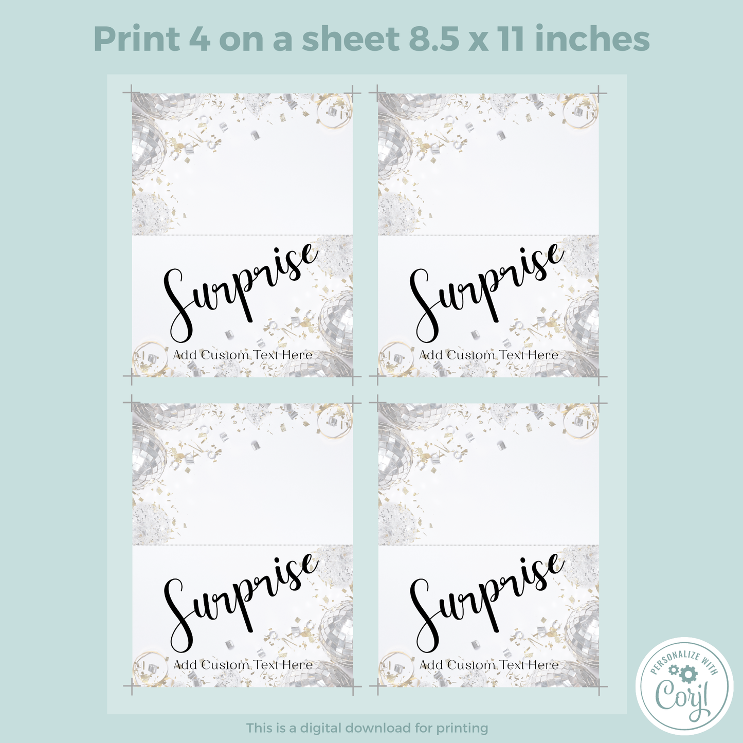 Editable Birthday Food Label / Name Card - Surprise