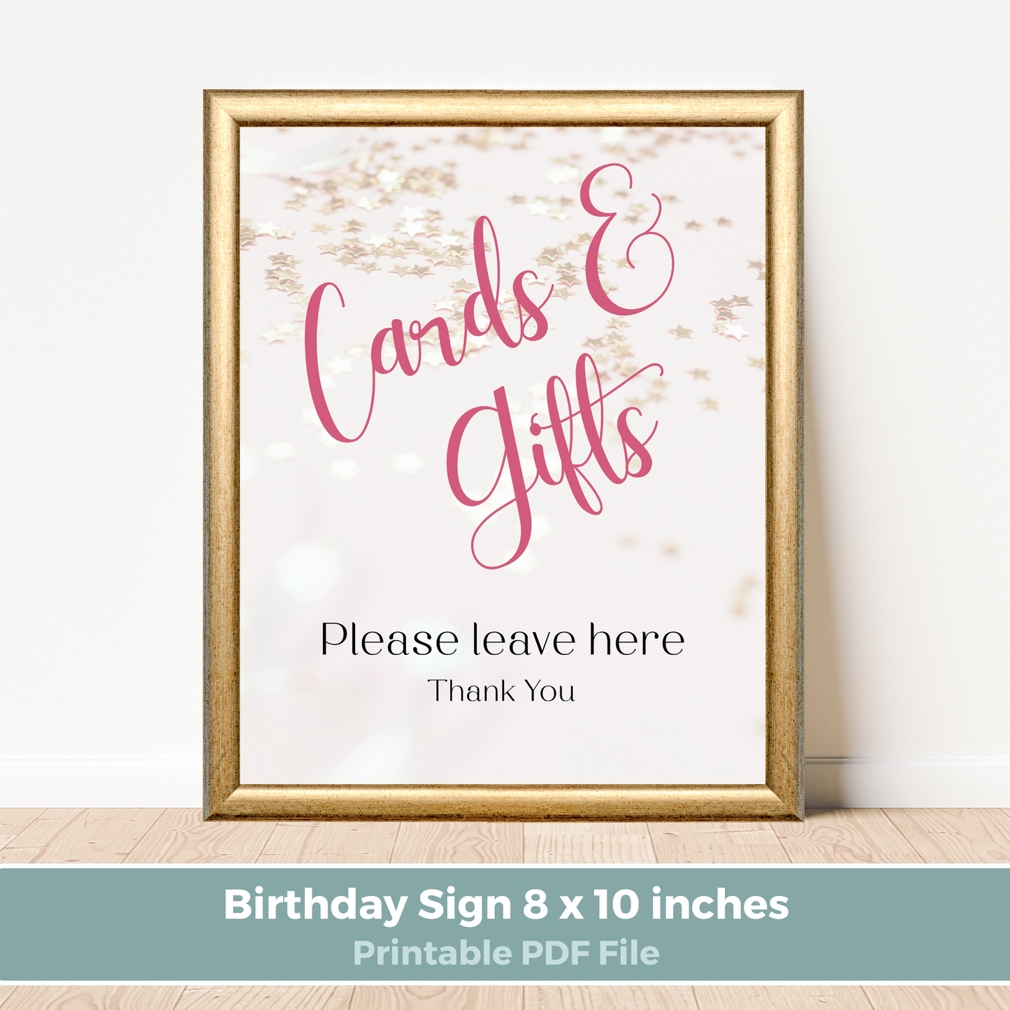 Printable Birthday Cards and Gifts Sign - Surprise Pink
