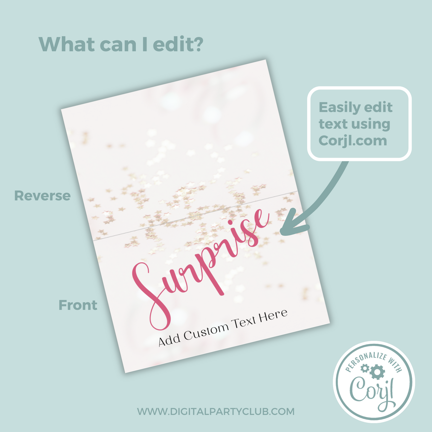 Editable Birthday Food Label / Name Card - Surprise Pink