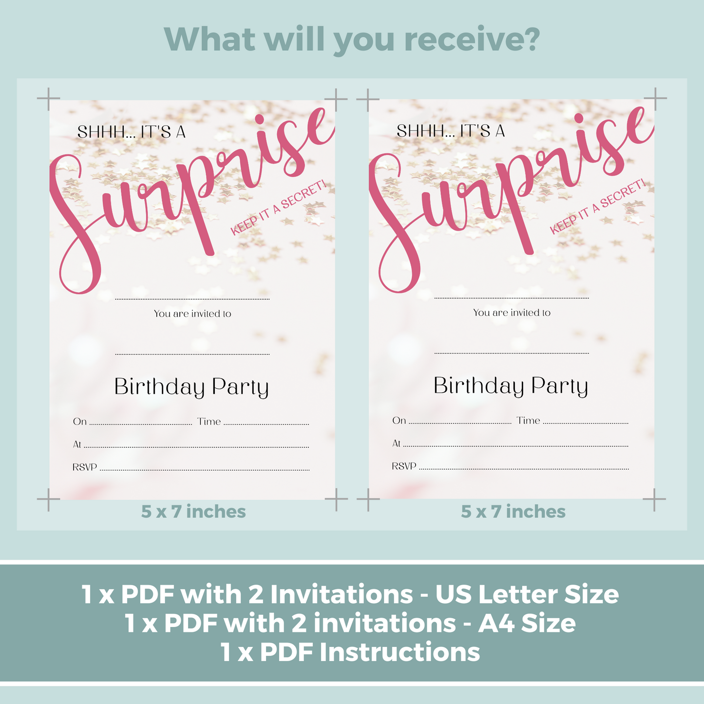 Printable Fill In Birthday Invitation - Surprise Pink