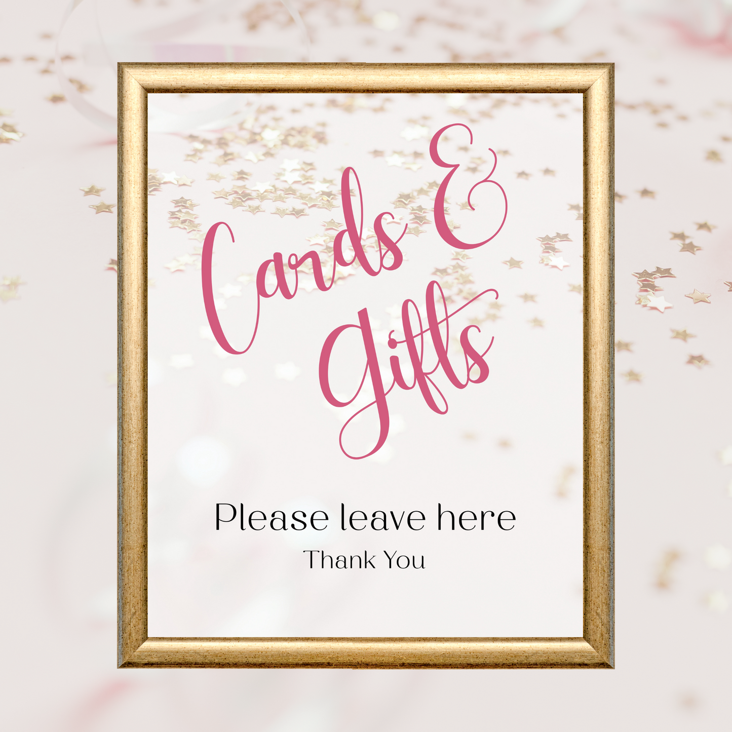 Printable Birthday Cards and Gifts Sign - Surprise Pink