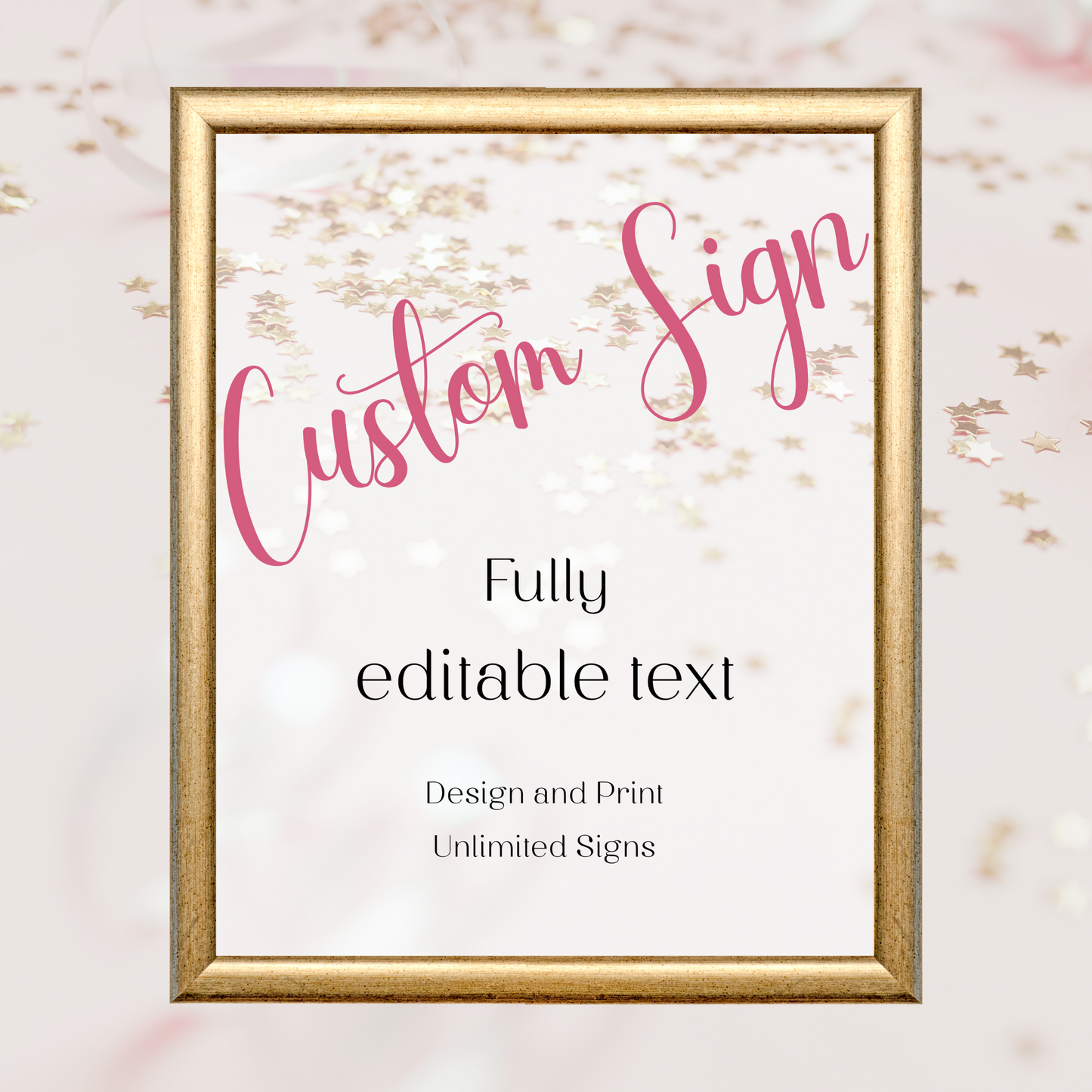 Editable Birthday Custom Sign - Surprise Pink