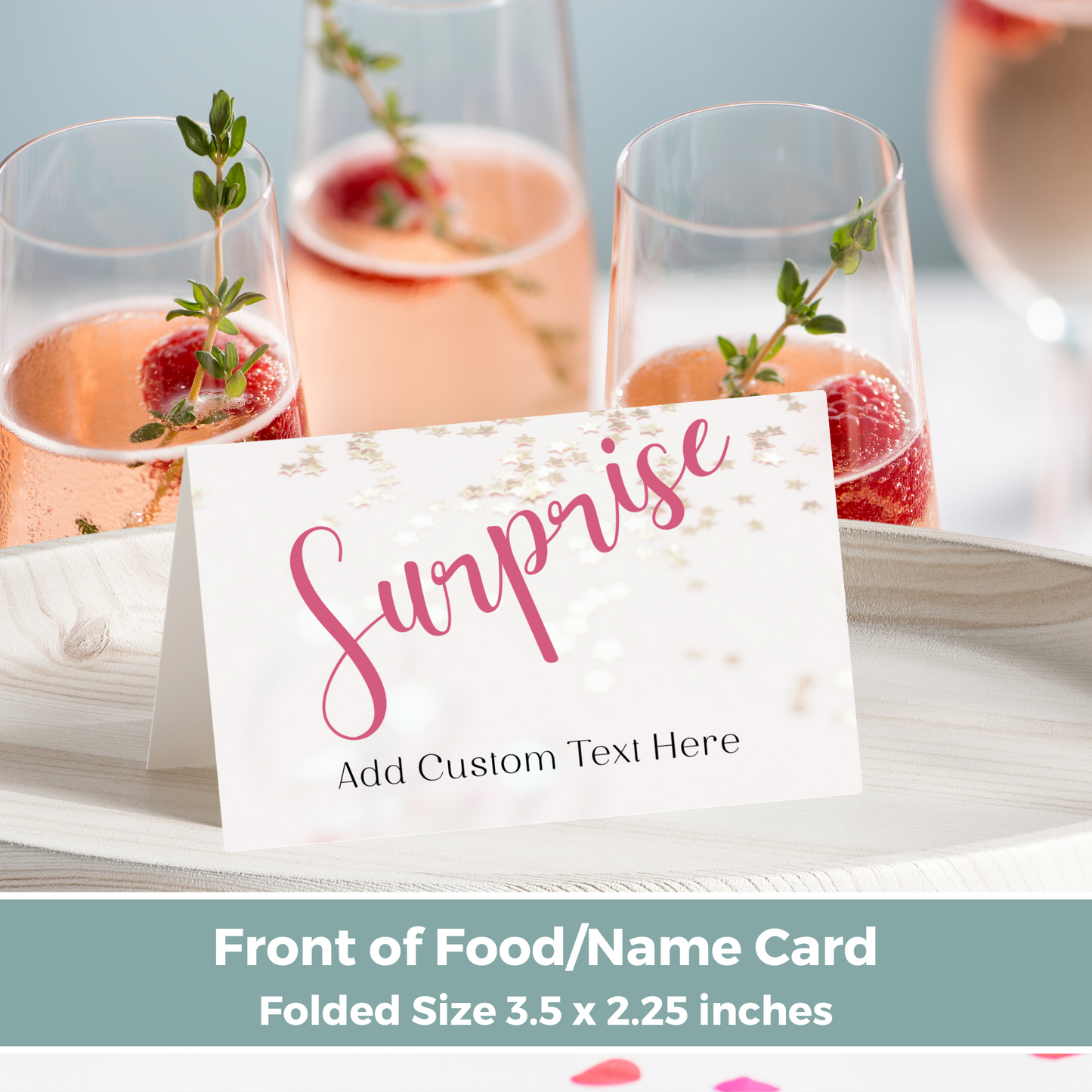 Editable Birthday Food Label / Name Card - Surprise Pink
