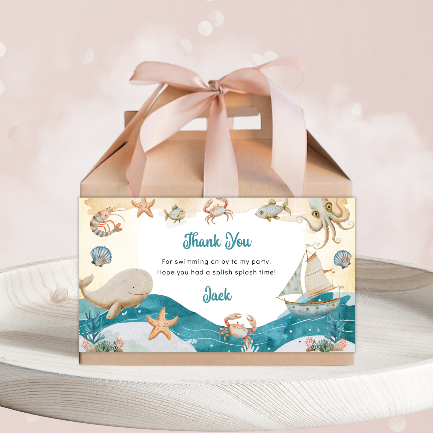 Editable Birthday Gable Box Label - Under the Sea