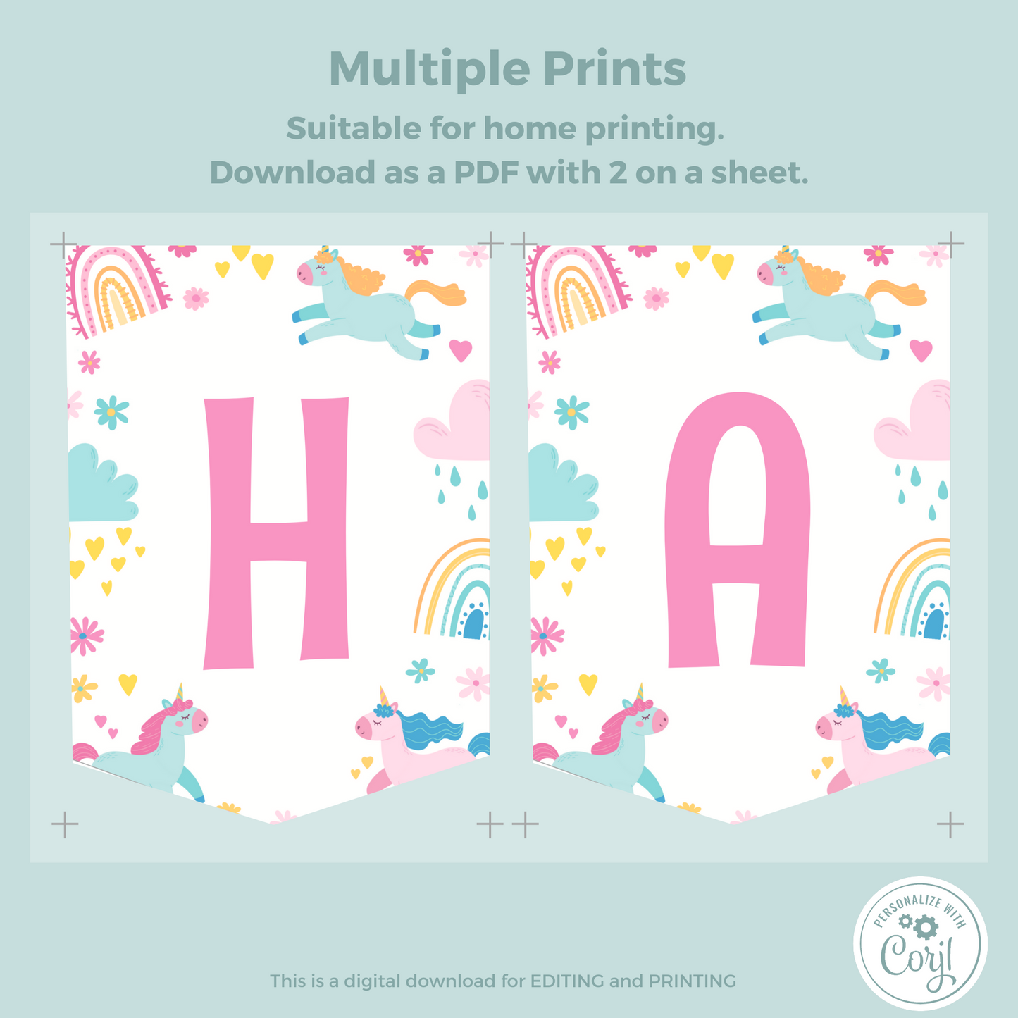 Editable Birthday Banner - Unicorn