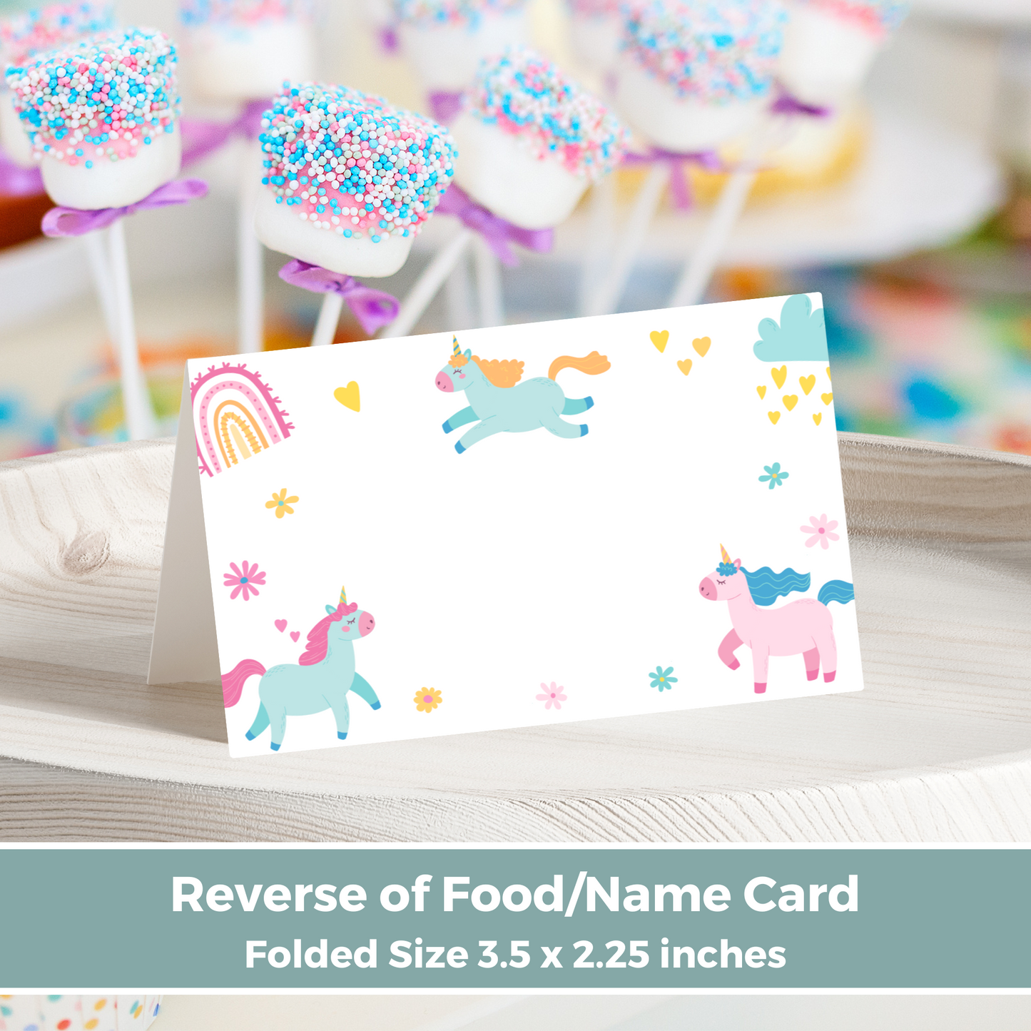 Editable Birthday Food Label / Name Card - Unicorn