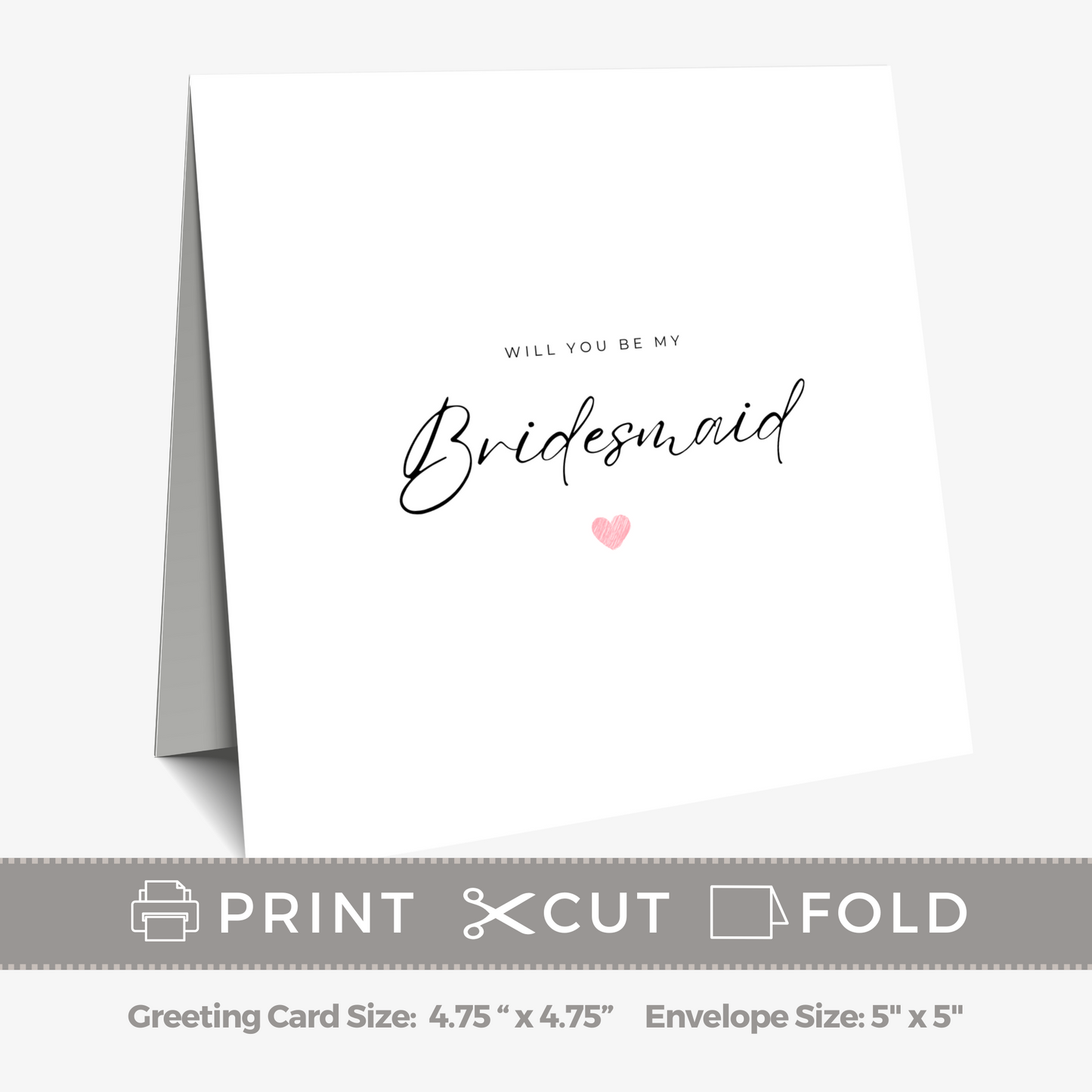 Printable Wedding Card - Will You Be My Bridesmaid