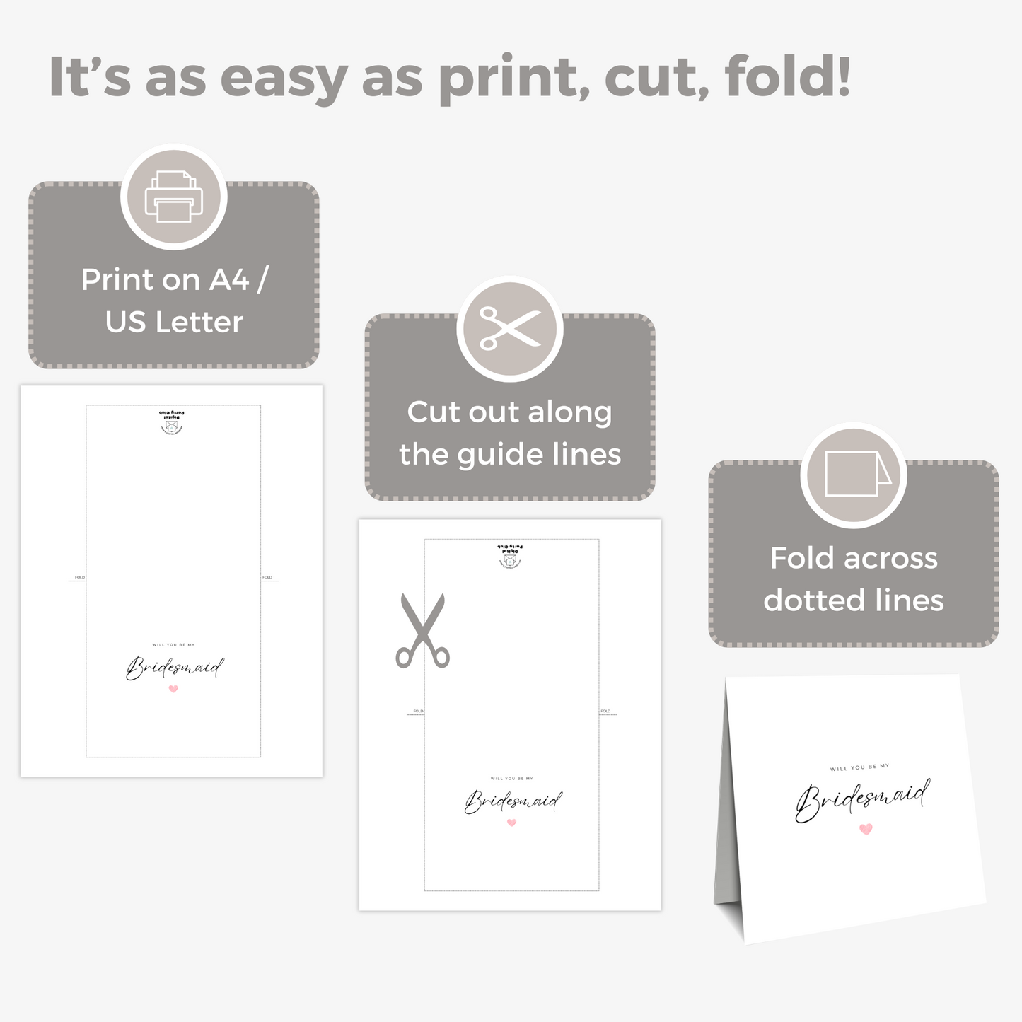 Printable Wedding Card - Will You Be My Bridesmaid