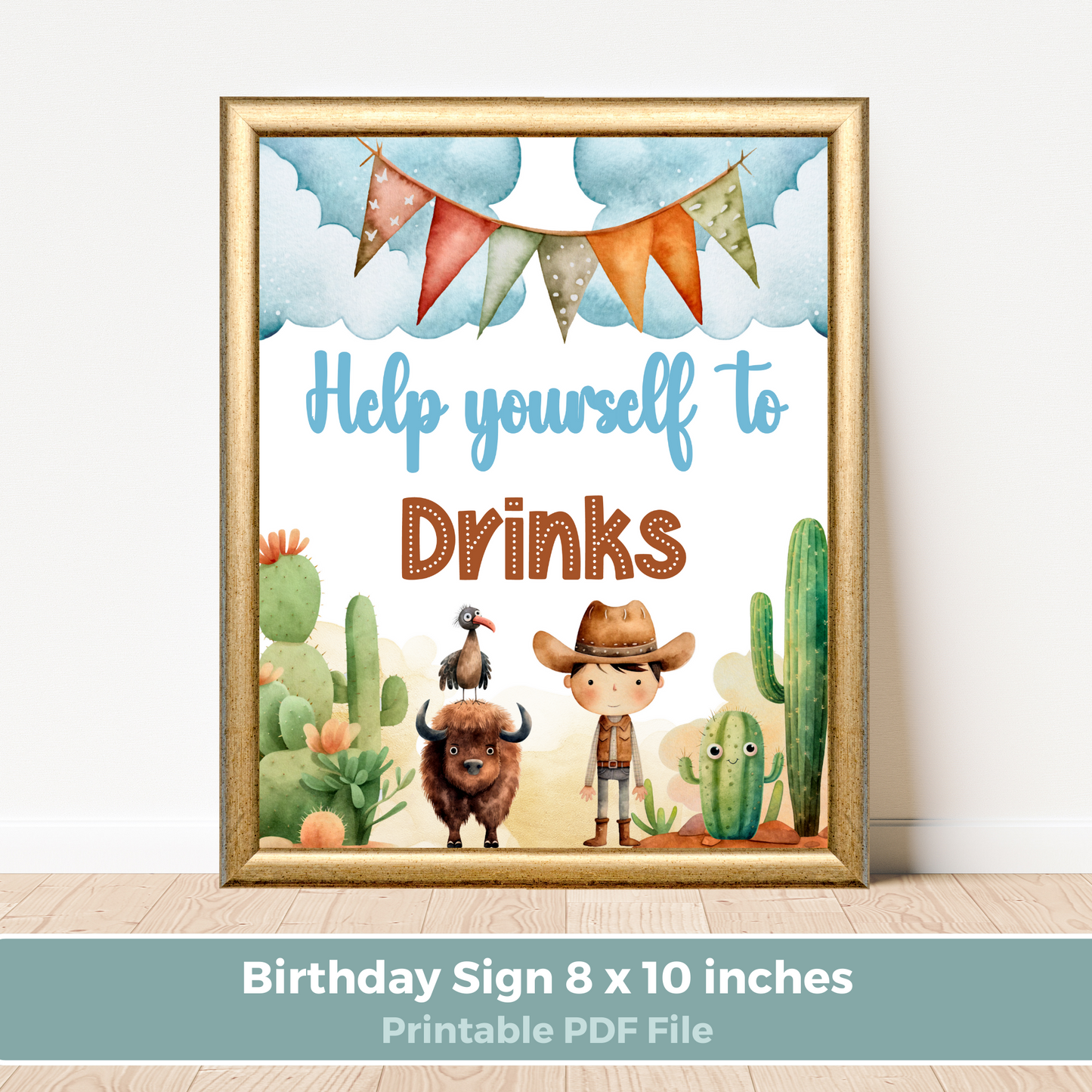 Printable Birthday Drinks Sign - Wild West