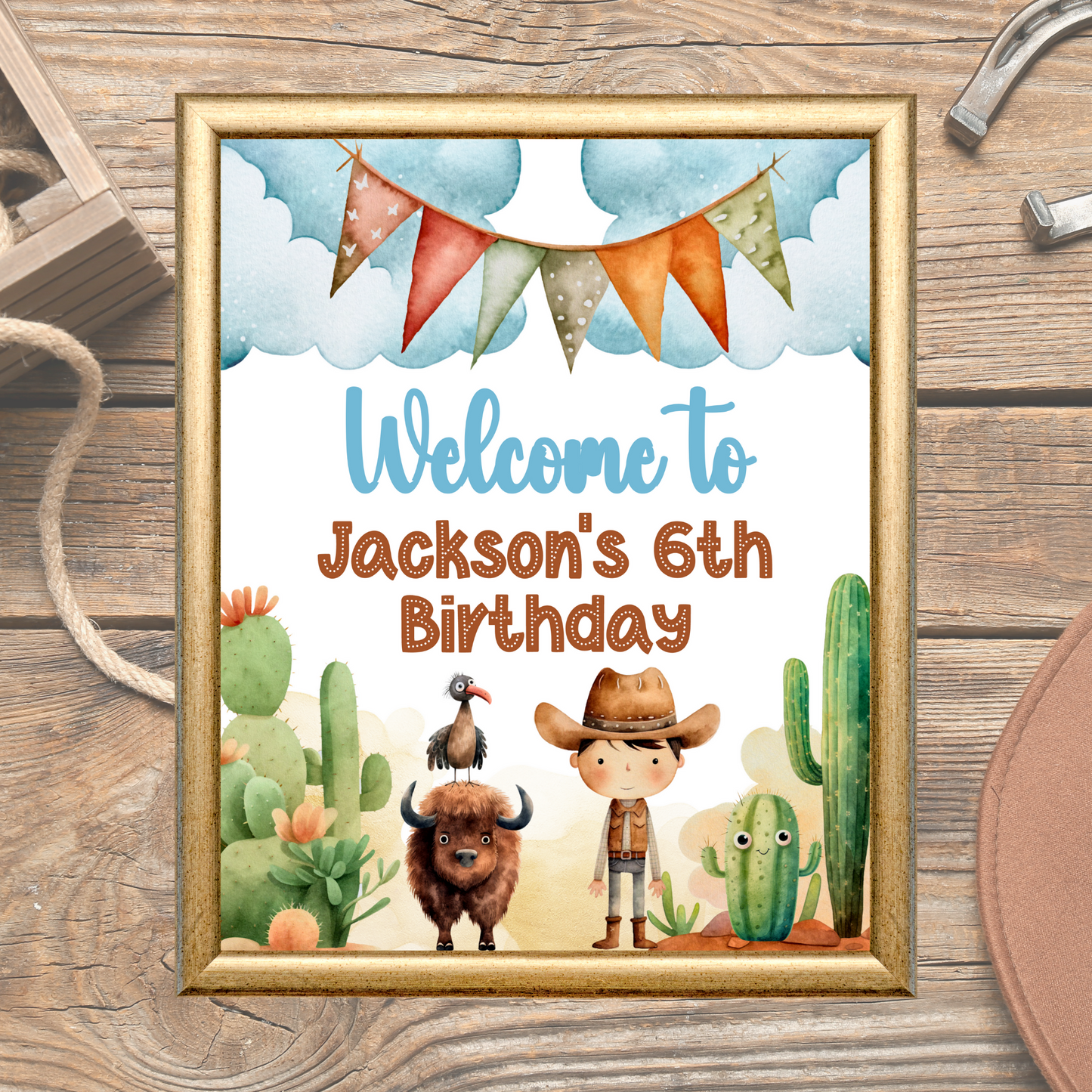 Editable Birthday Welcome Sign - Wild West