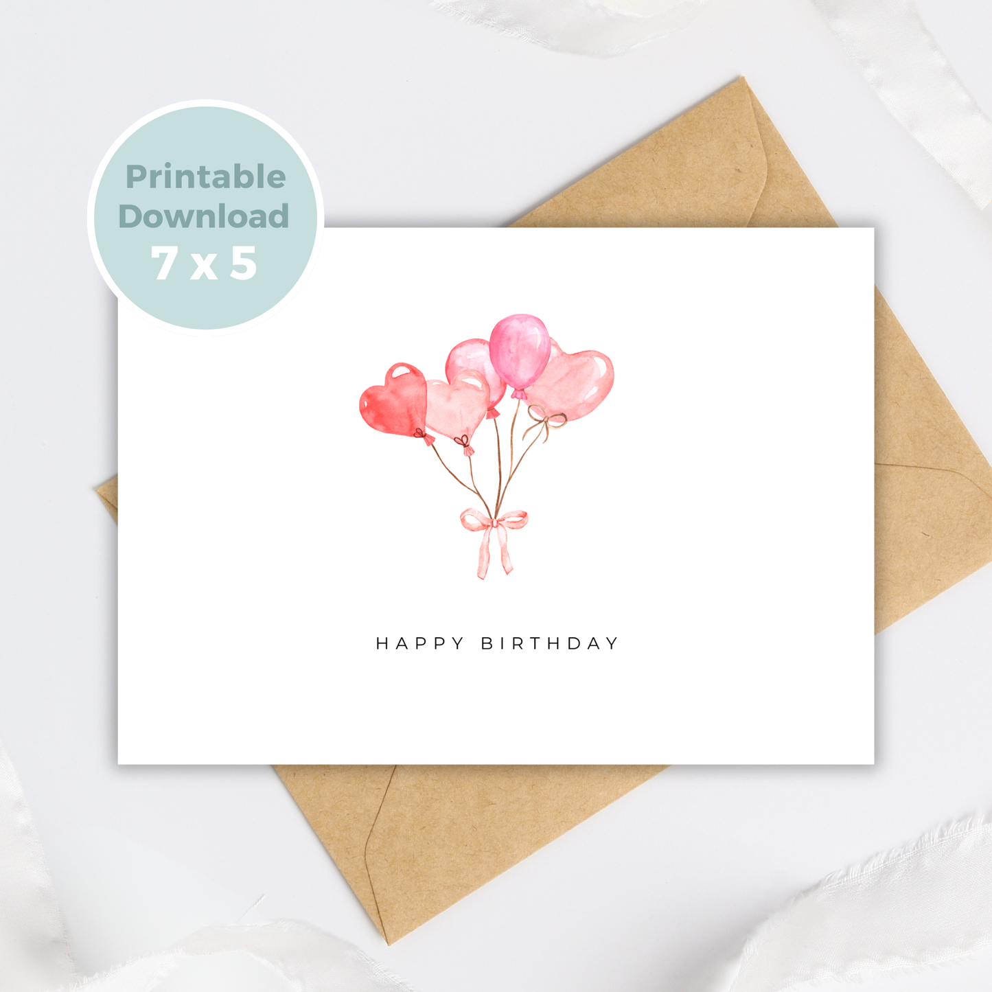Printable Birthday Card - Balloons