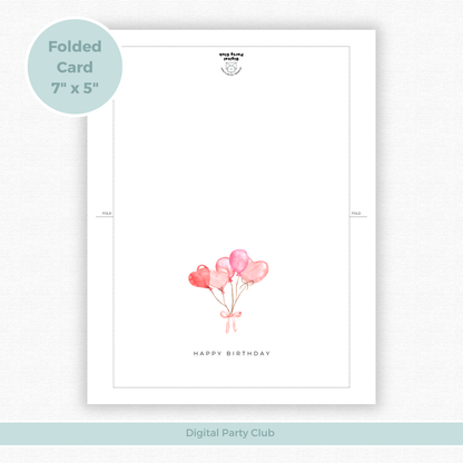 Printable Birthday Card - Balloons