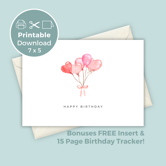 Printable Birthday Card - Balloons