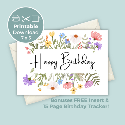 Printable Birthday Card - Flowers