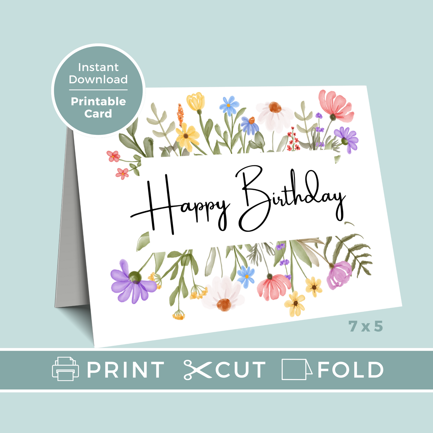 Printable Birthday Card - Flowers