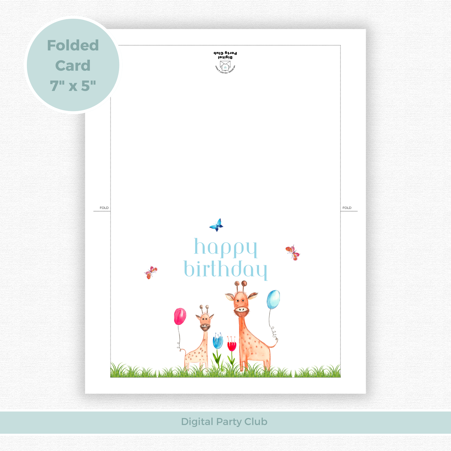 Printable Birthday Card - Giraffe