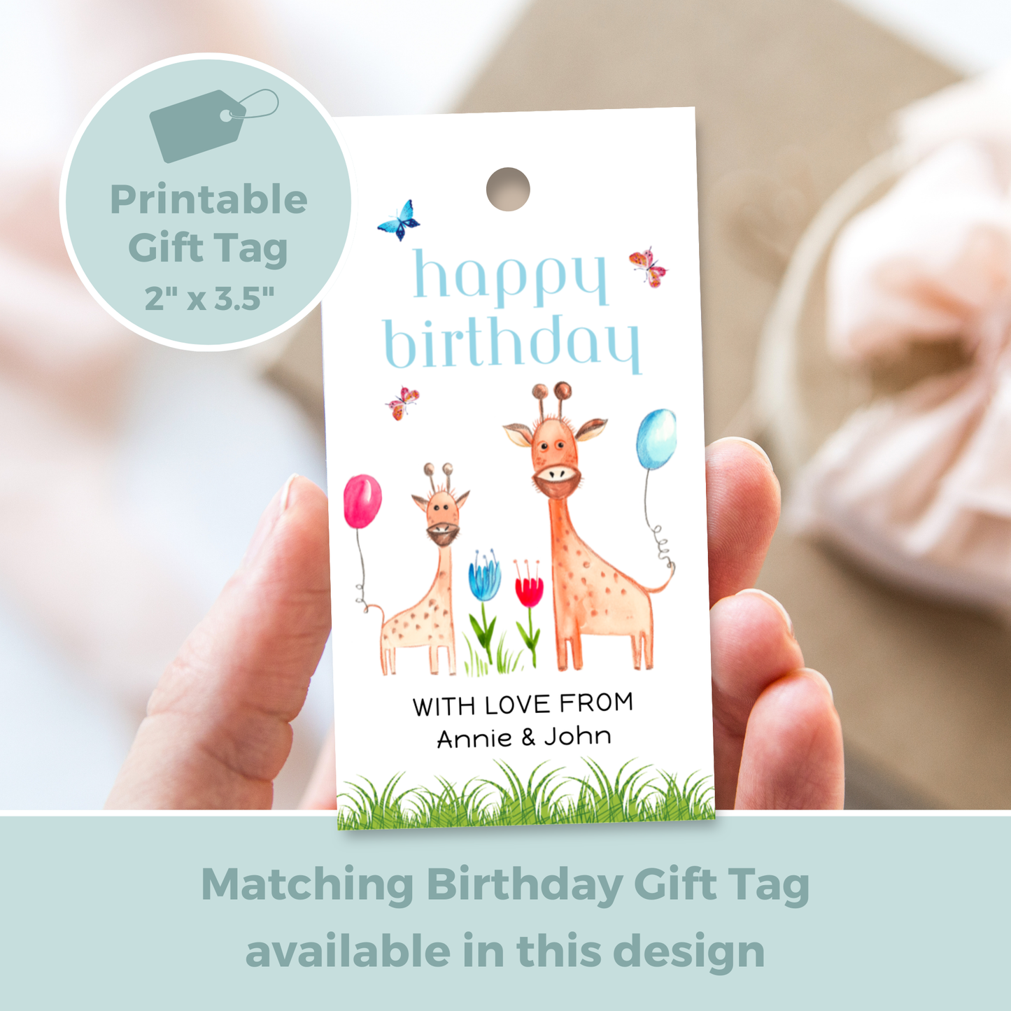 Printable Birthday Card - Giraffe