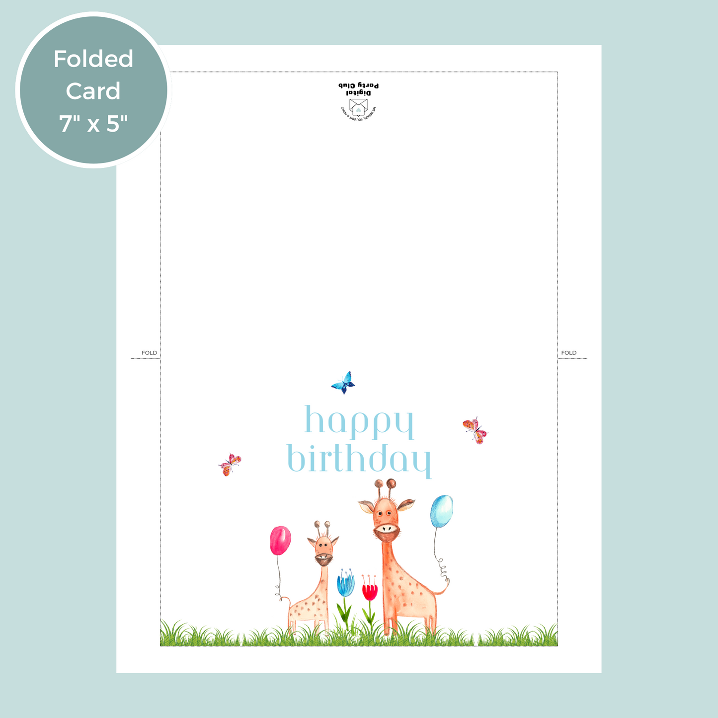 Printable Birthday Card - Giraffe