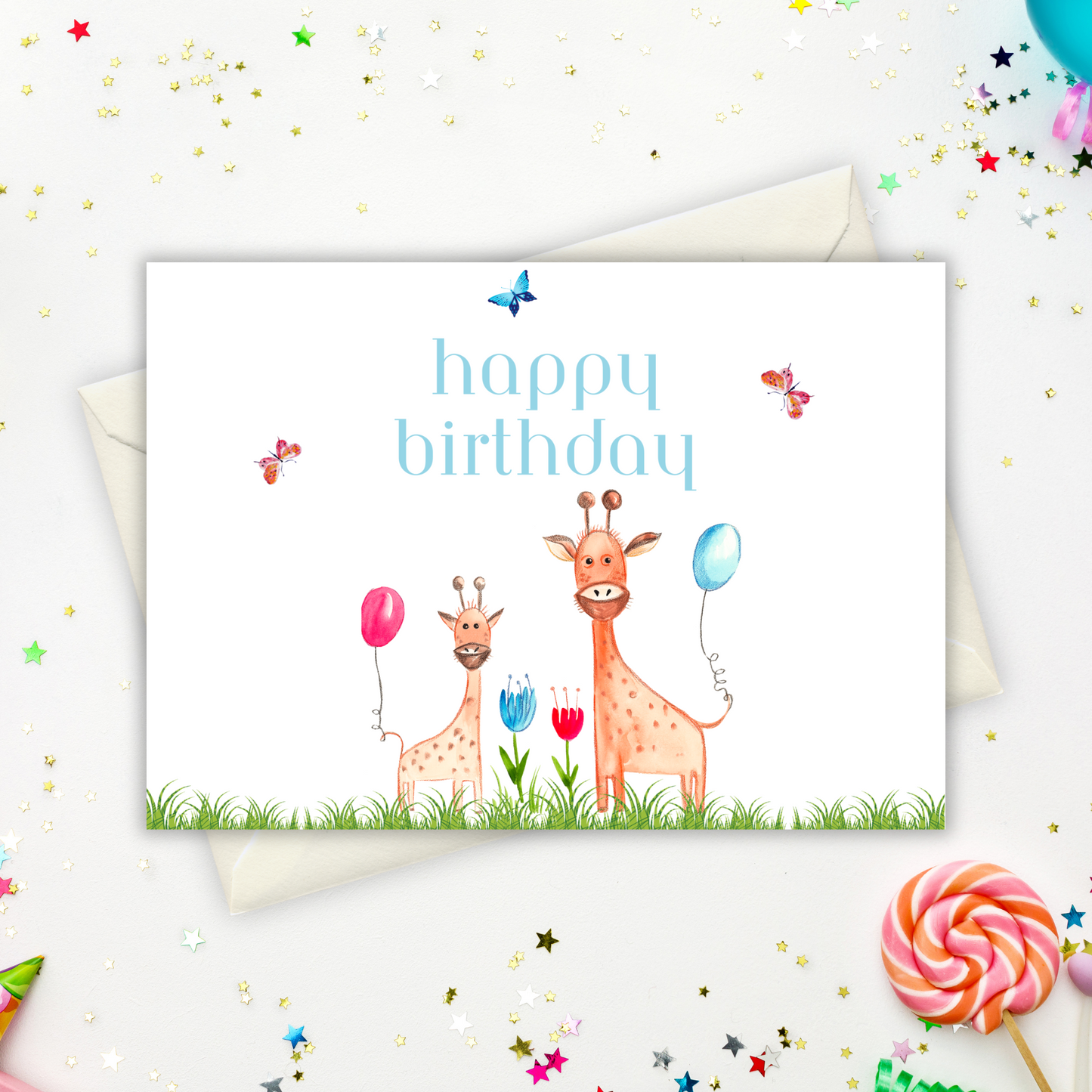 Printable Birthday Card - Giraffe