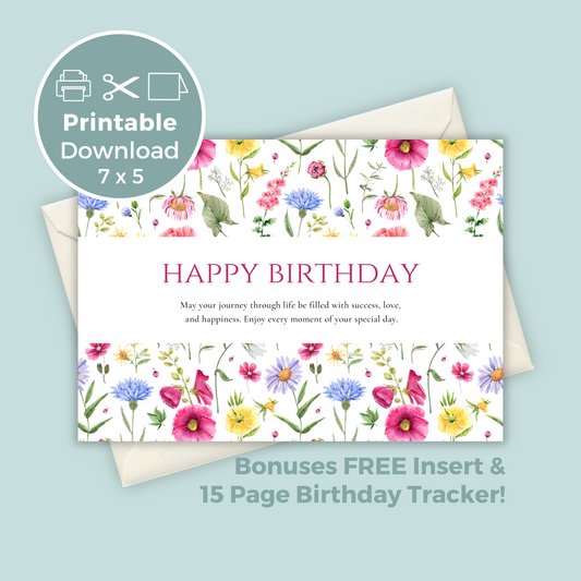 Printable Birthday Card - Flowers