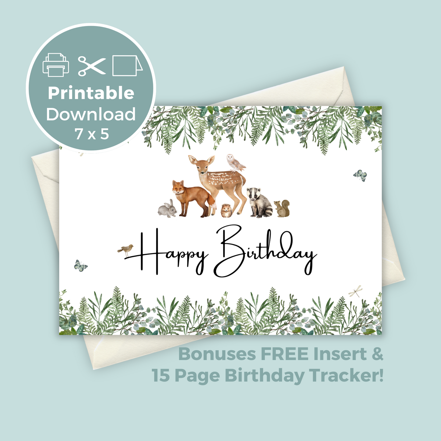 Printable Birthday Card - Woodland Animals