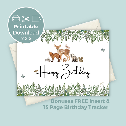 Printable Birthday Card - Woodland Animals