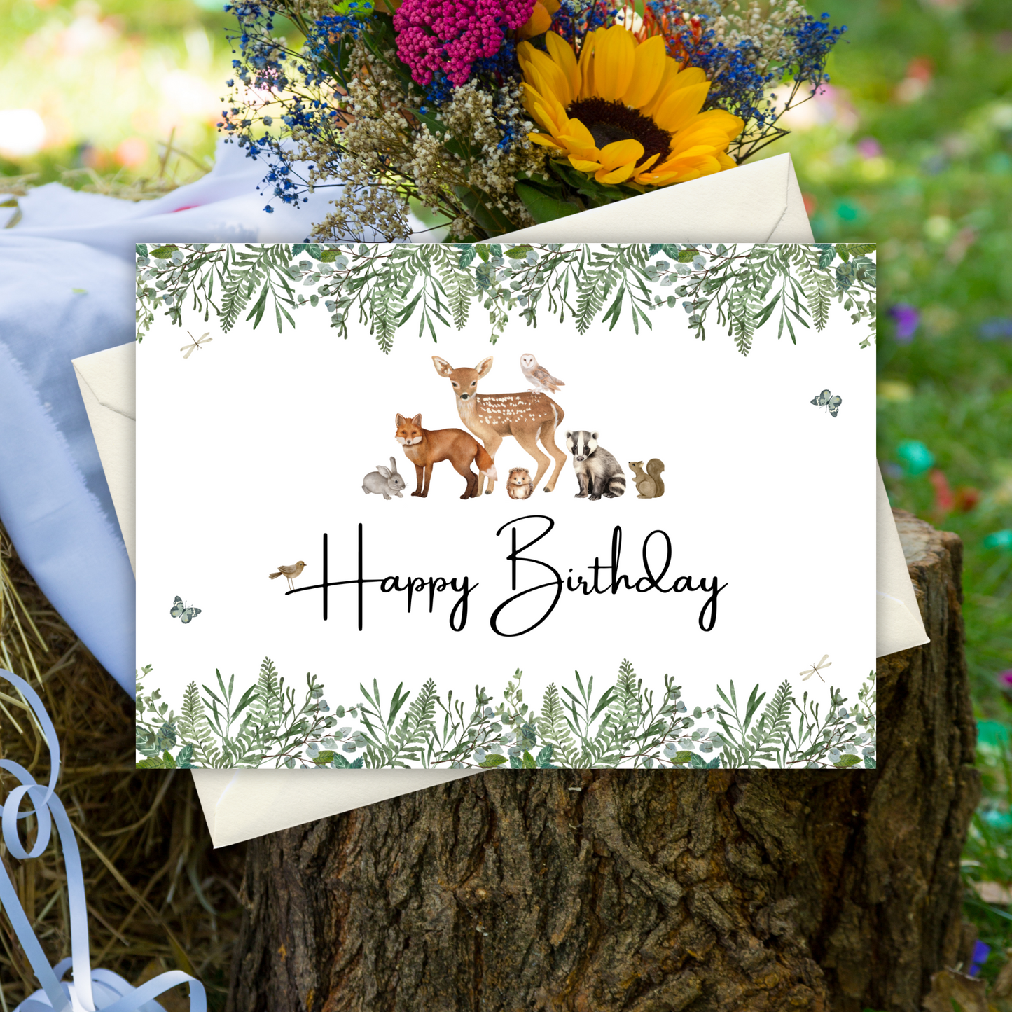 Printable Birthday Card - Woodland Animals