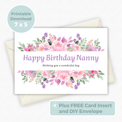 Printable Birthday Card - Nanny