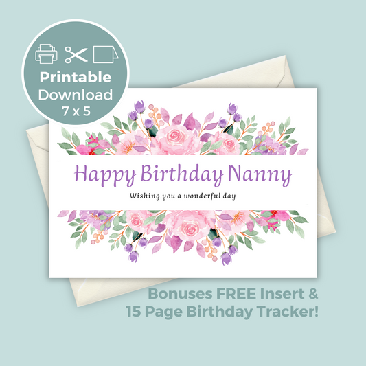 Printable Birthday Card - Nanny