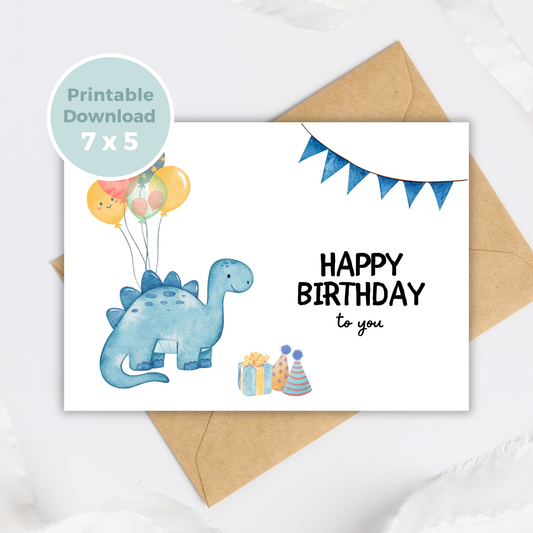Printable Birthday Card - Dinosaur