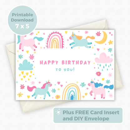 Printable Birthday Card - Unicorn